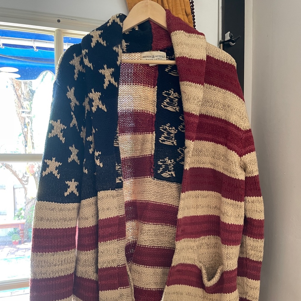 Ralph Lauren American Flag Cardigan Sz L